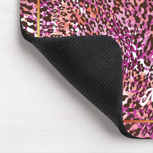 Pink Leopard Camo Style Customized Name Mousepad (Ecke)
