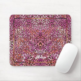 Pink Leopard Camo Style Customized Name Mousepad