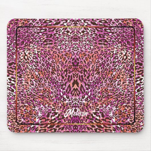 Pink Leopard Camo Style Customized Name Mousepad (Vorne)