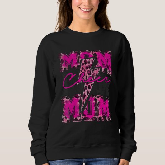 Pink Leopard Cheer Mom Proud Cheerleader Mother Ch Sweatshirt (Vorderseite)