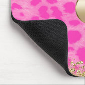 Pink Leopard Cheetah Animal Gold Glitter Monogram Mousepad (Ecke)