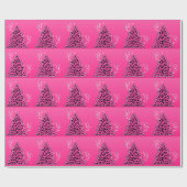 Pink Leopard Cheetah Weihnachtsbaum Geschenkpapier (Flach)
