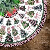 Pink leopard coquette christmas trees custom polyester weihnachtsbaumdecke
