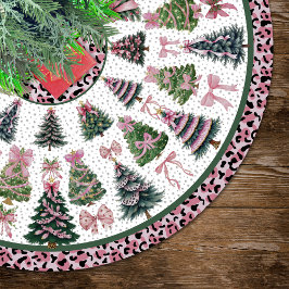 Pink leopard coquette christmas trees custom polyester weihnachtsbaumdecke