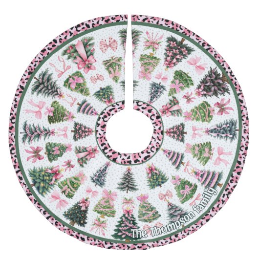 Pink leopard coquette christmas trees custom polyester weihnachtsbaumdecke (Vorderseite)