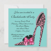 Pink Leopard Corset Aquamarin Blue Junggeselinnen- Einladung (Rückseite)