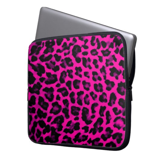 Pink-Leopard-Druck-Laptop-Hülse Laptopschutzhülle (Vorderseite Links)