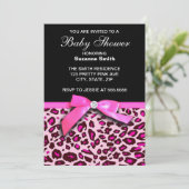 Pink-Leopard-Druck-Mädchen-Babypartyeinladung Einladung (Stehend Vorderseite)