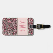 Pink Leopard Druck mit Perlen Mit Monogramm Gepäckanhänger (Vorderseite horizontal)