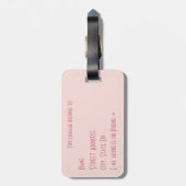 Pink Leopard Druck mit Perlen Mit Monogramm Gepäckanhänger (Rückseite vertikal)