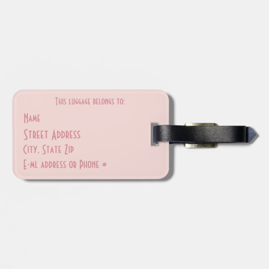 Pink Leopard Druck mit Perlen Mit Monogramm Gepäckanhänger (Rückseite horizontal)