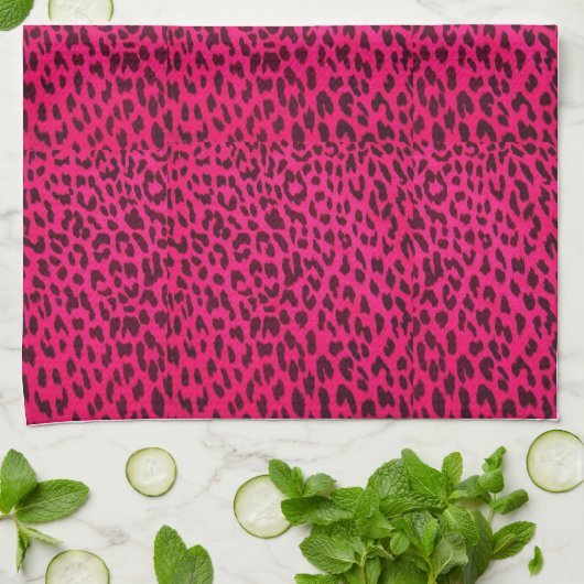 Pink-Leopard-Druck Towel* Geschirrtuch (Gefaltet)