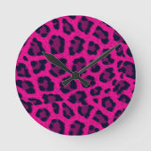 Pink-Leopard-Druck-Wanduhr Runde Wanduhr (Vorderseite)