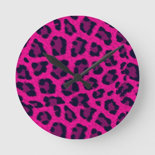 Pink-Leopard-Druck-Wanduhr Runde Wanduhr (Vorderseite)