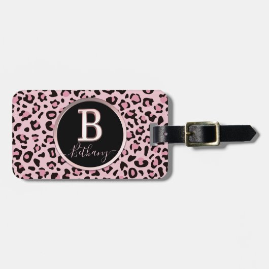 Pink Leopard Druckbuchstabe B Gepäckanhänger (Vorderseite horizontal)