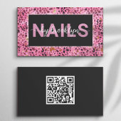 Pink Leopard Drucknadel nach QR Code Nail Tech Visitenkarte