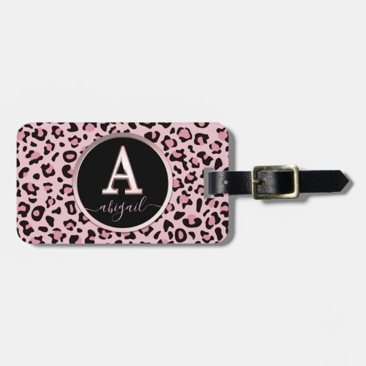 Pink Leopard Druckschreiben A Gepäckanhänger (Vorderseite horizontal)
