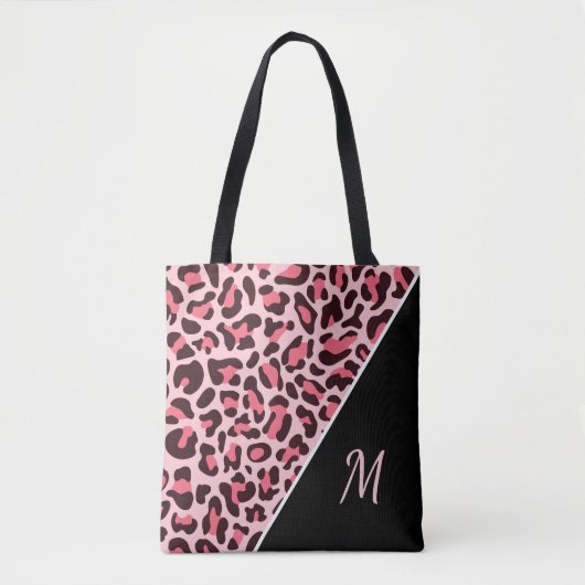 Pink Leopard Drucktasche Cheetah Monogram Beutel Tasche (Vorderseite)