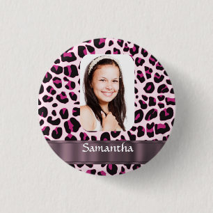 Pink Leopard-Druckvorlage Button