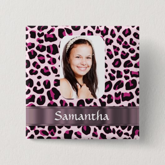 Pink Leopard-Druckvorlage Button (Vorderseite)