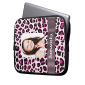Pink Leopard-Druckvorlage Laptopschutzhülle (Vorderseite Links)