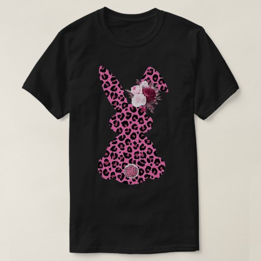 Pink Leopard Easter Bunny Ribbon Cute Rabbit Women T-Shirt (Design vorne)