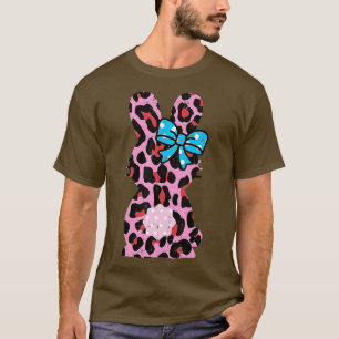 Pink Leopard Easter Bunny Ribbon Cute Rabbit Women T-Shirt