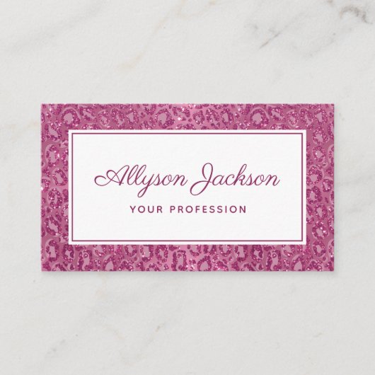 Pink Leopard Glitzer Business Card Visitenkarte (Vorderseite)