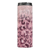 Pink Leopard Glitzer Diamond Tropfen Monogram Ther Thermosbecher (Rückseite)