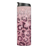 Pink Leopard Glitzer Diamond Tropfen Monogram Ther Thermosbecher (Nach rechts gedreht)