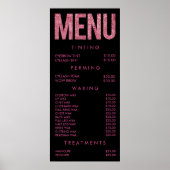 Pink Leopard Glitzer Salon Menü Wall Poster (Vorne)