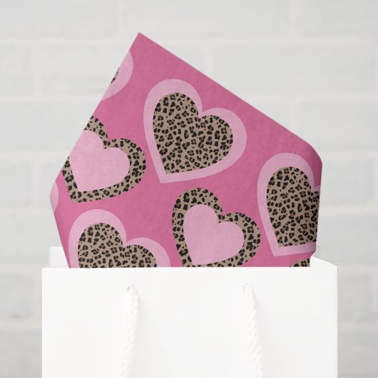 Pink Leopard Hearts Party Seidenpapier (Geschenktüte)