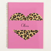 Pink Leopard Herz individuelle Name Planer (Vorderseite)