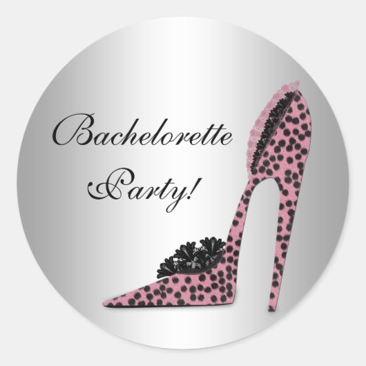 Pink Leopard High Heel Shoel Party Sticker (Vorderseite)