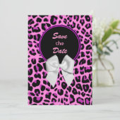 Pink Leopard Hochzeit Speichern Sie das Datum der  Save The Date (Stehend Vorderseite)