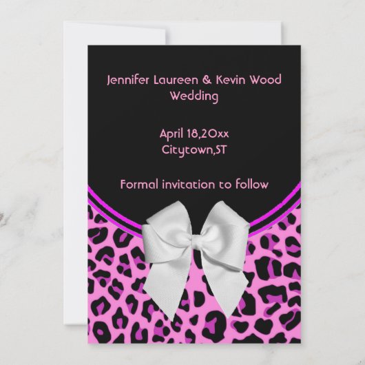 Pink Leopard Hochzeit Speichern Sie das Datum der  Save The Date (Rückseite)