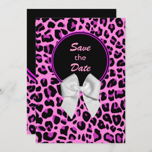 Pink Leopard Hochzeit Speichern Sie das Datum der  Save The Date (Vorne/Hinten)