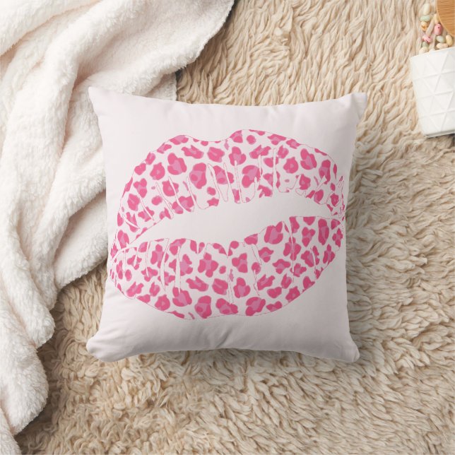 Pink Leopard Kiss Kissen (Decke)