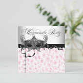 Pink Leopard Masquerade Party Einladungen (Stehend Vorderseite)
