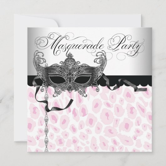 Pink Leopard Masquerade Party Einladungen (Vorderseite)