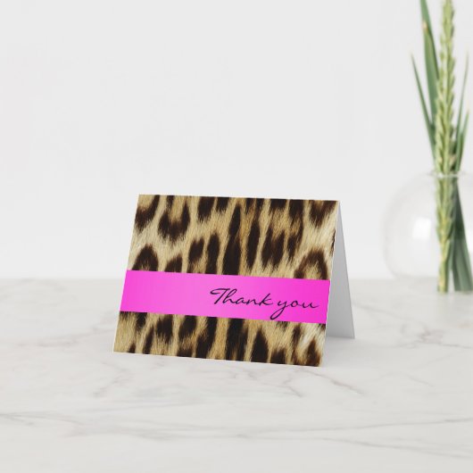 Pink Leopard Monogram Stripes Danke Notiz (Vorderseite)