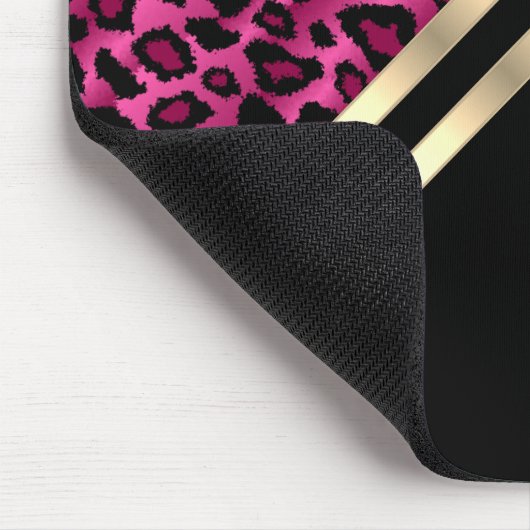 Pink Leopard - Monogramm Mousepad (Ecke)