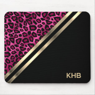 Pink Leopard - Monogramm Mousepad