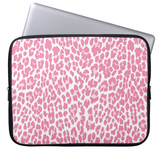 Pink Leopard Muster Laptopschutzhülle (Vorderseite)