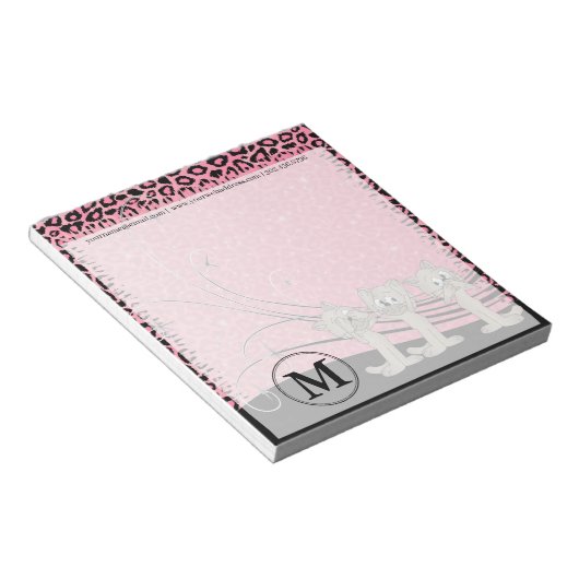 Pink Leopard Muster mit lustigen Katzen Notizblock (angewinkelt)