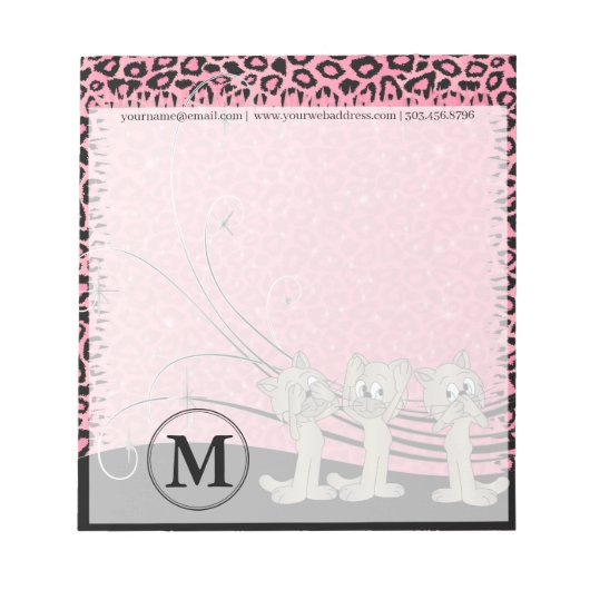 Pink Leopard Muster mit lustigen Katzen Notizblock (Vorderseite)
