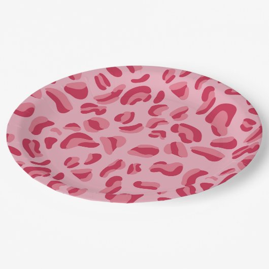 Pink Leopard Muster Pappteller (Schrägansicht)