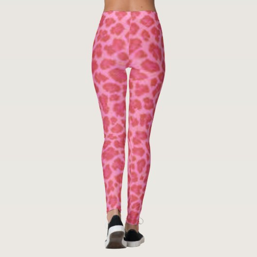 Pink Leopard Muster Print Leggings (Rückseite)