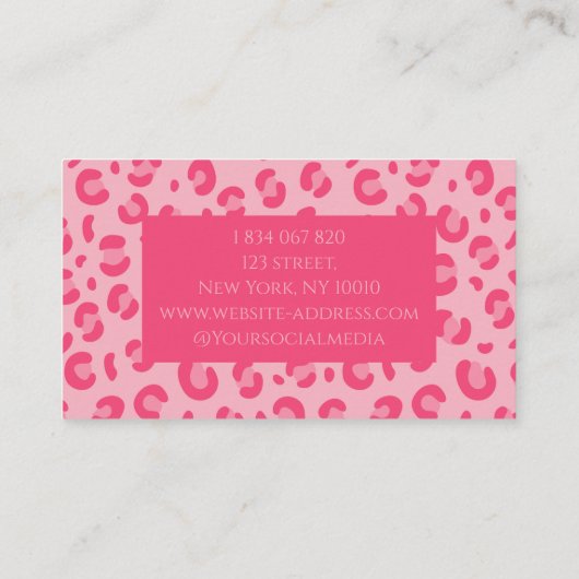 Pink Leopard Muster Visitenkarte (Rückseite)