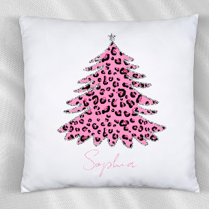 Pink Leopard Muster Weihnachtsbaum Individuelle Na Kissen